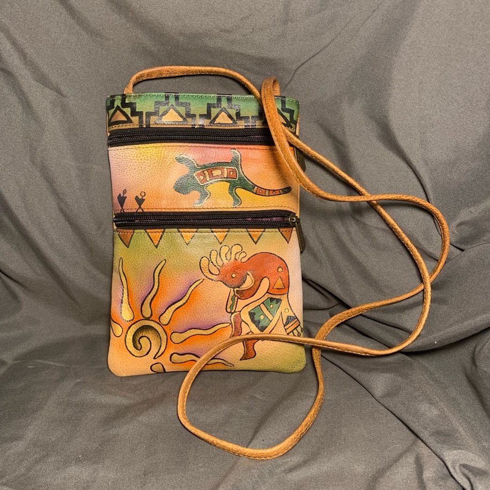 Anuschka | Green Spirit of the Southwest Hand-Painted Leather Crossbody Bag